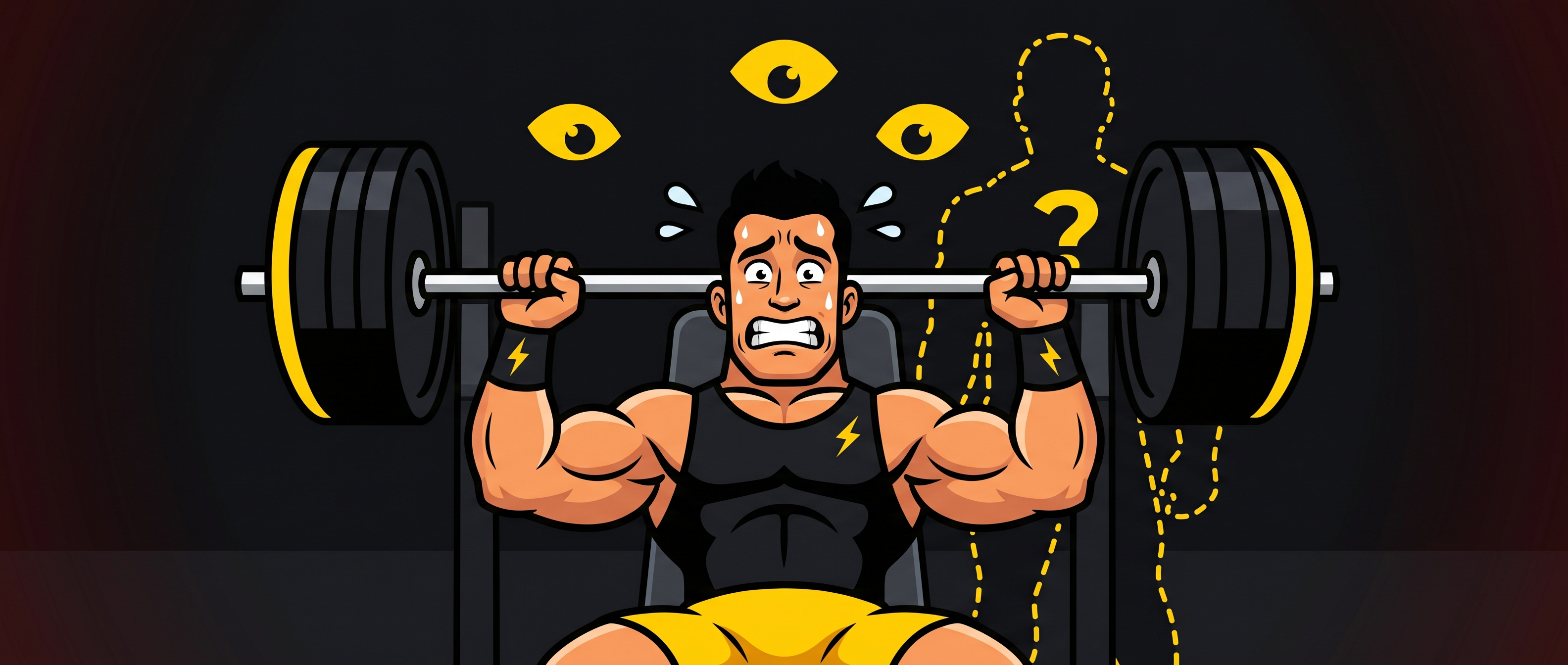 Gym bro bench pressing with no spotter while websites watch. No VPN